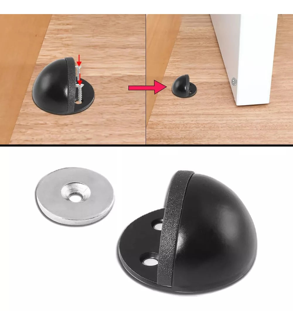 Tope Media Luna Magnético Para Puerta Negro Mate