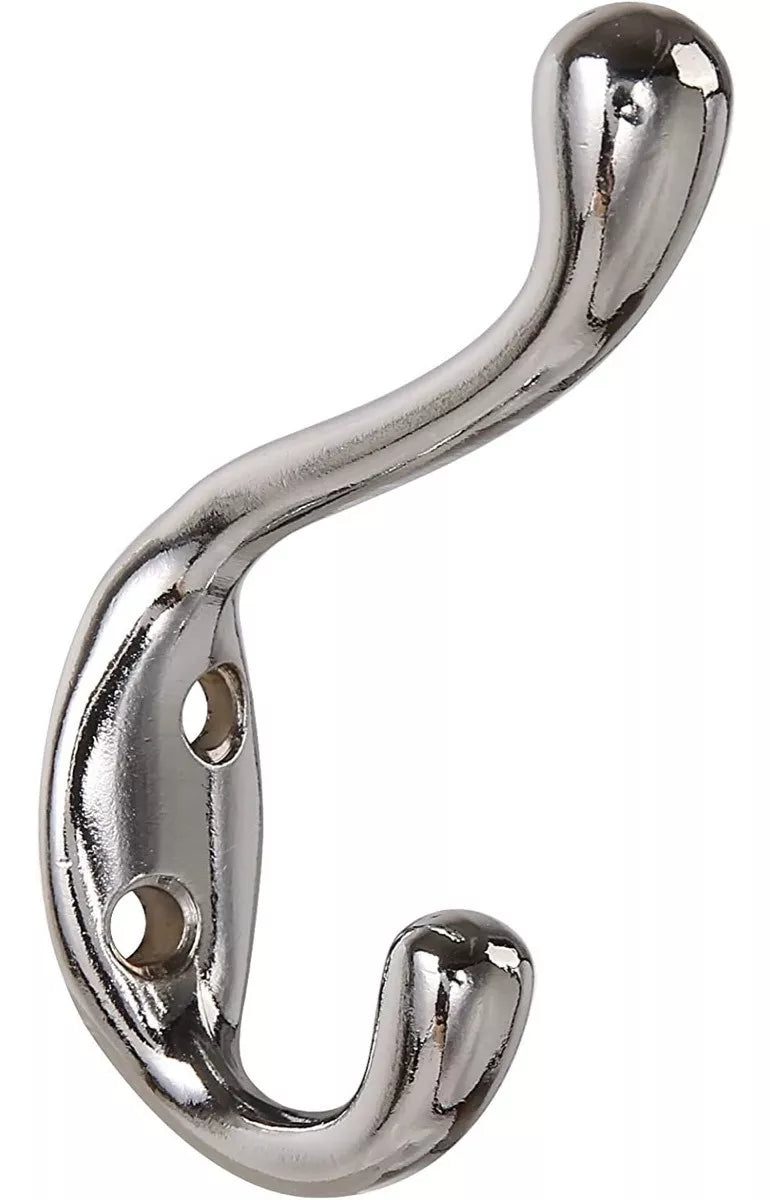 Gancho Perchero Italiano Colgador Doble Cromo Con Tornillos