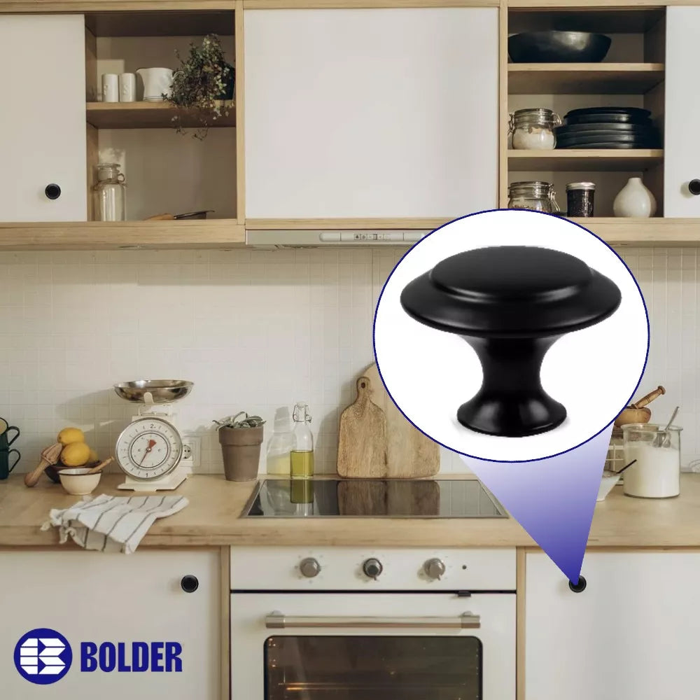 Jaladera De Botón Modelo "G" Negro Mate Con Tornillo