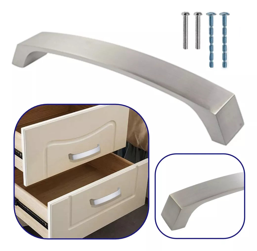 Jaladera Para Muebles Modelo "N" Níquel Satinado Con Tornillos