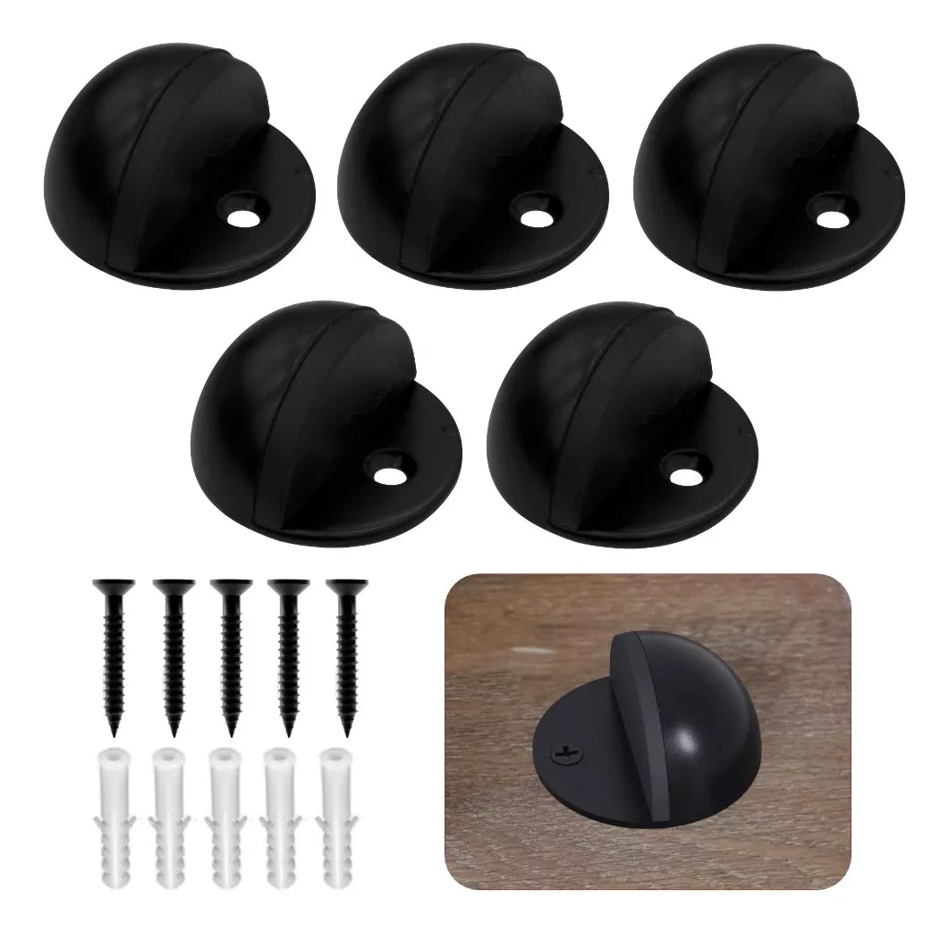 Tope Media Luna Para Puerta Negro Mate Con Tornillos