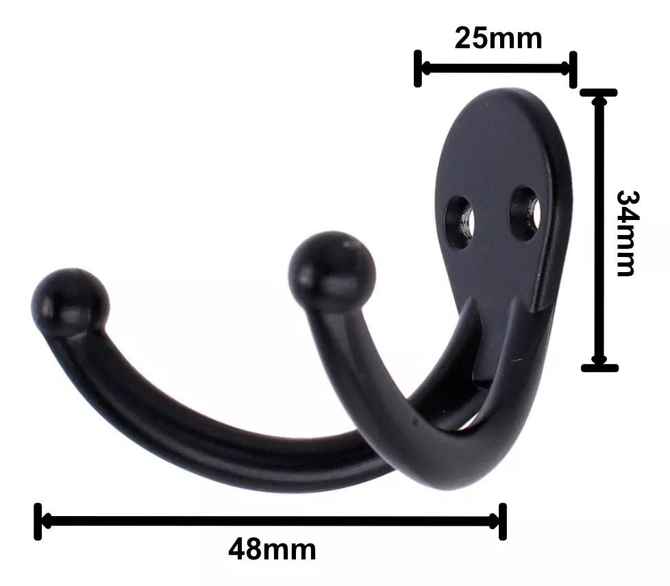 Gancho Perchero Doble Para Pared Negro Mate Handy Home