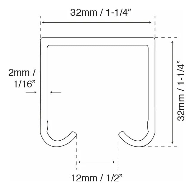 Riel Para Puerta U-21 Aluminio Ducasse 1 Tramo 2 Metros