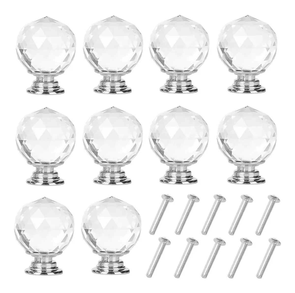 Perillas Jaladera De Cristal 30 mm Cromo Forma De Esfera