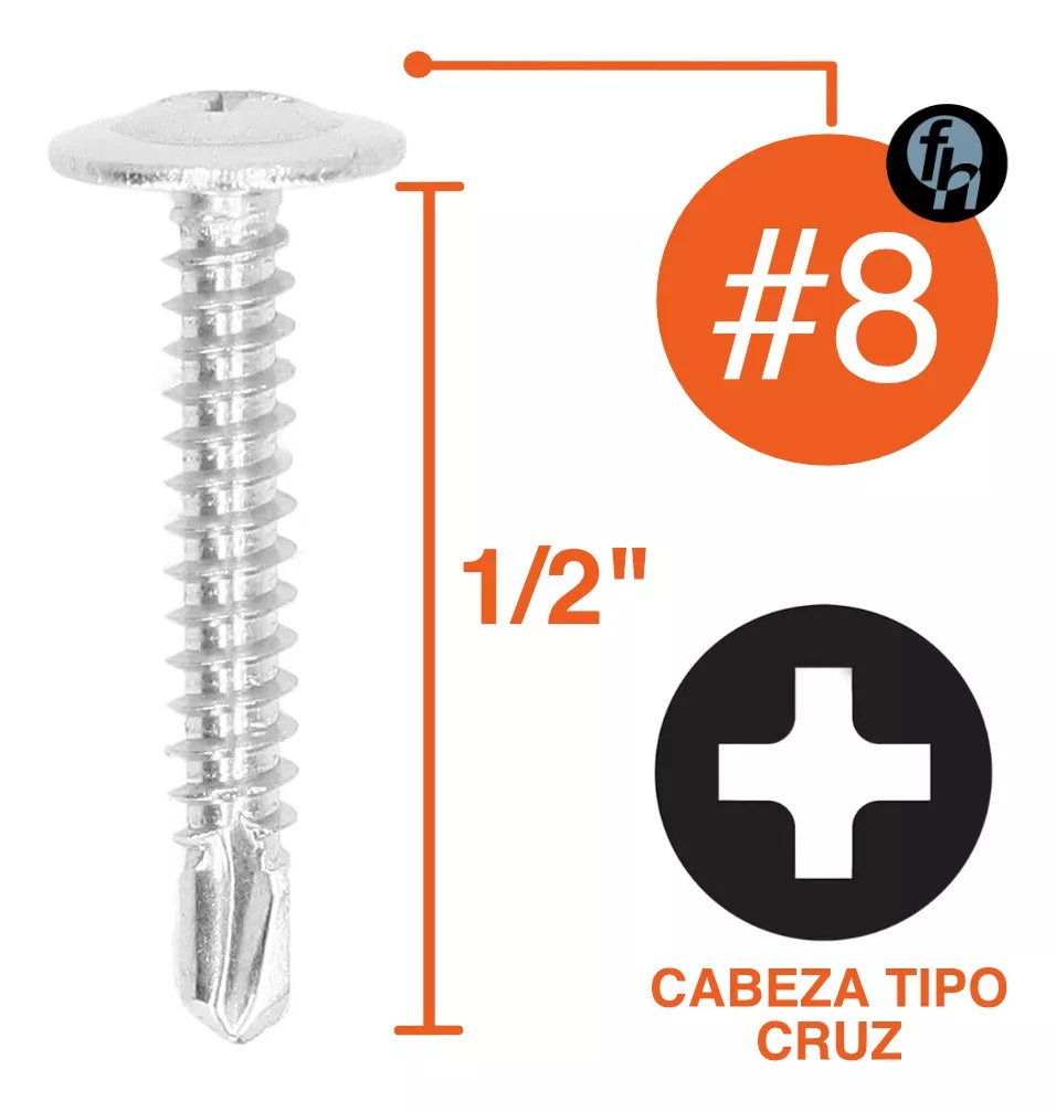 Pija K-Lath Punta De Broca 8x1/2'' Cabeza Plana Cruz