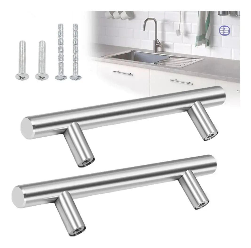 Jaladera Manija De Barra Hueca 12.4 cm Acero Inoxidable Con Tornillo