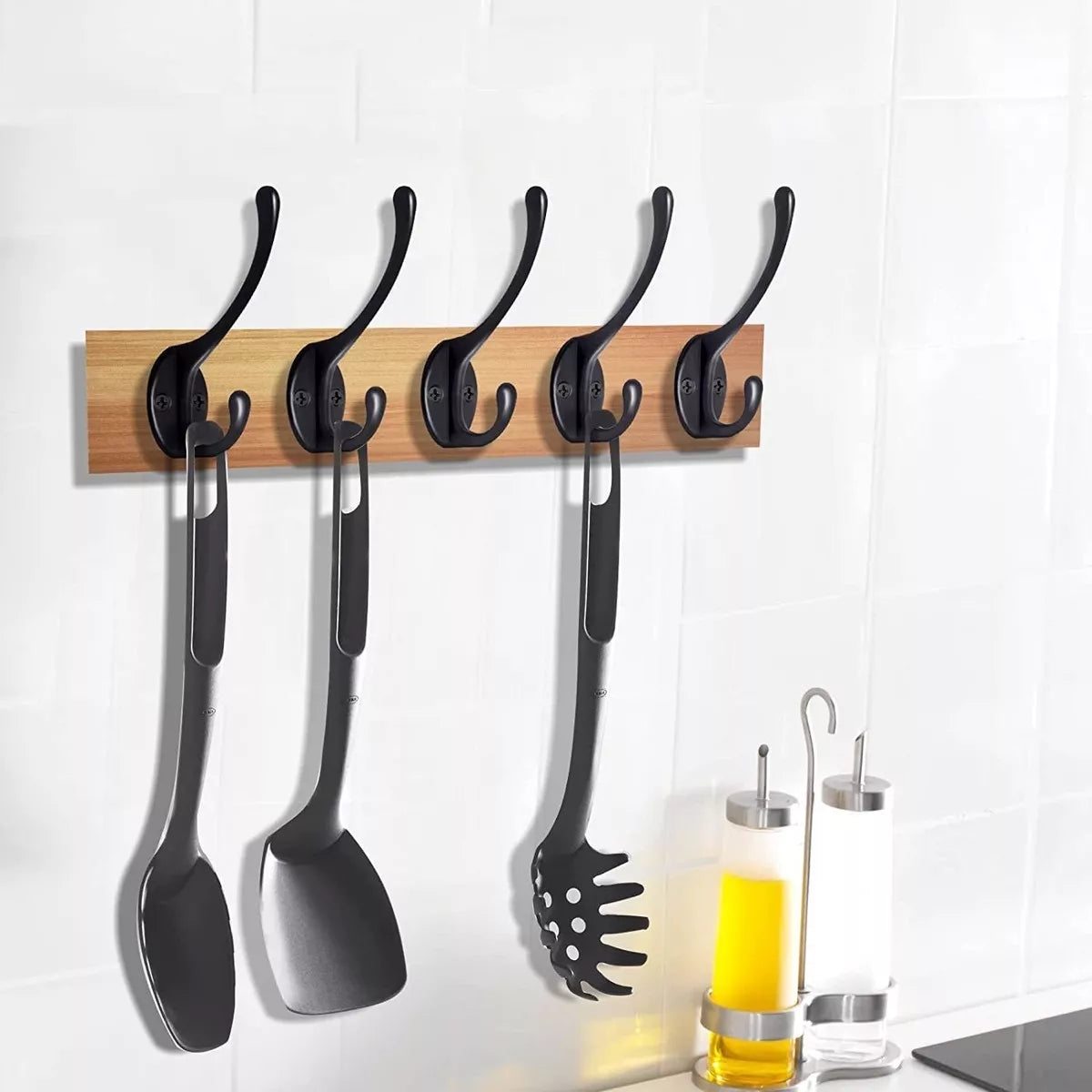 Gancho Perchero Reforzado Colgador De Pared Negro Mate Con Tornillos
