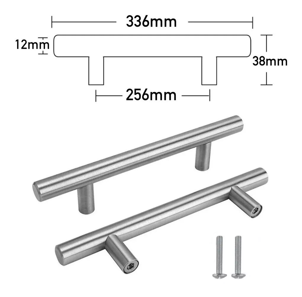 Jaladera Manija De Barra Hueca 33.6 cm Acero Inoxidable Con Tornillo