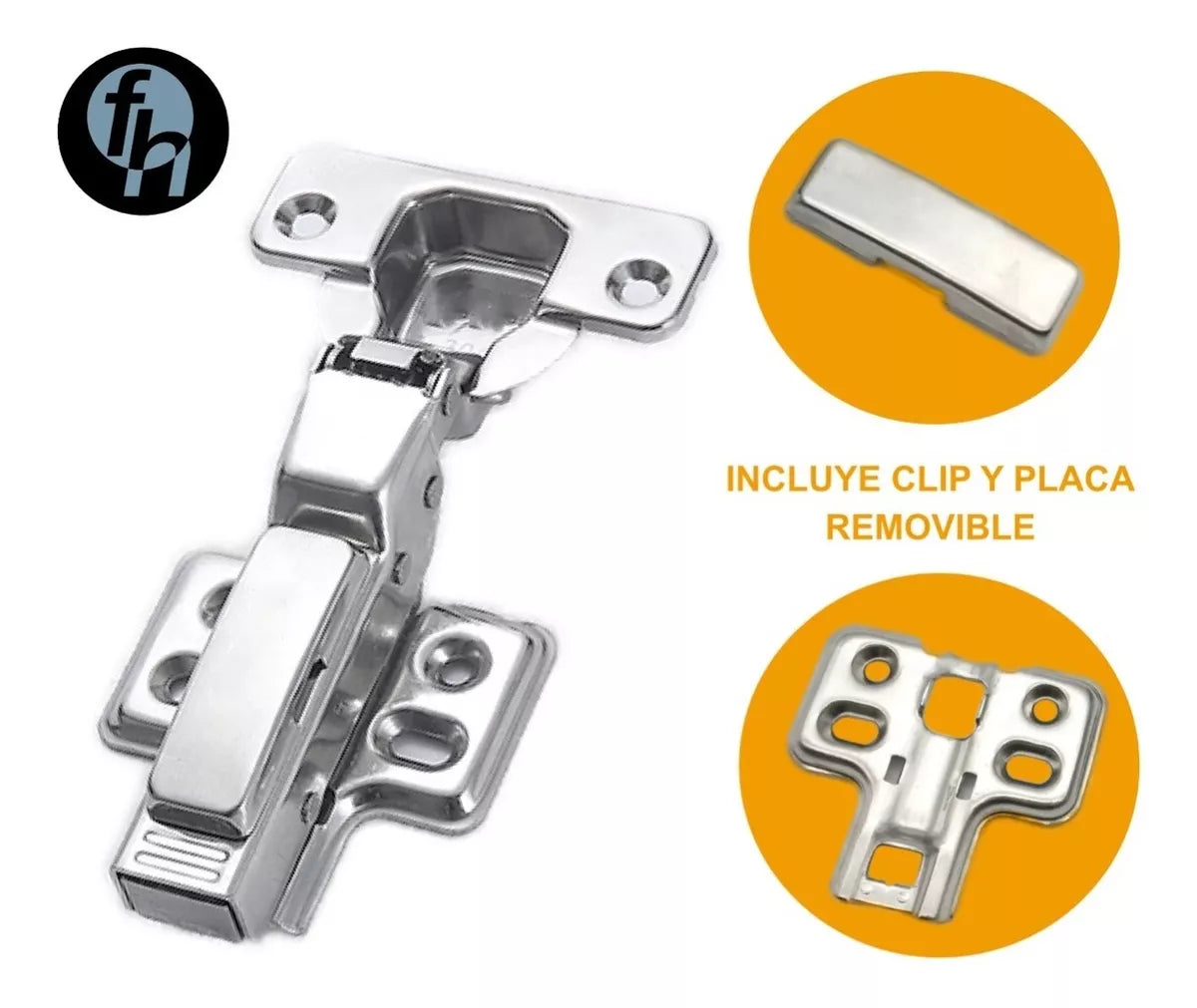 Bisagra Bidimensional 40 mm Cobertura Completa/Recta 4 Perforaciones