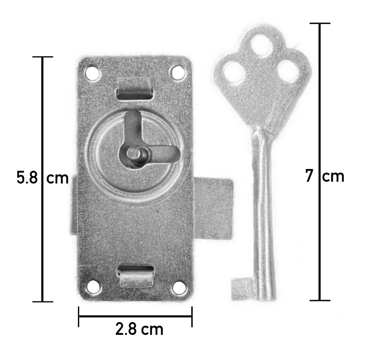 Chapa Para Ropero Antiguo Con Llave Galvanizada