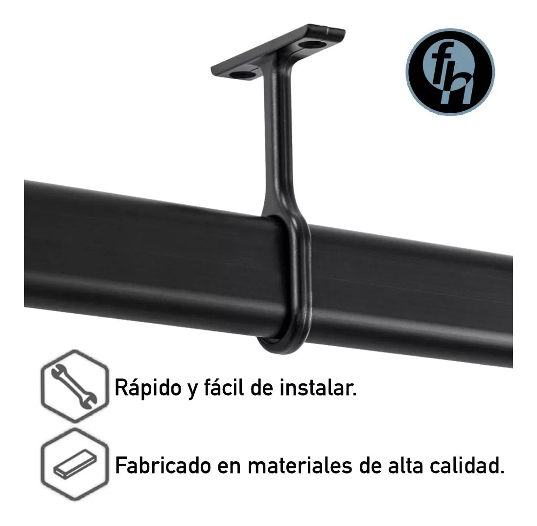 Soporte Central Negro Mate Tubo Ovalado Para Closet