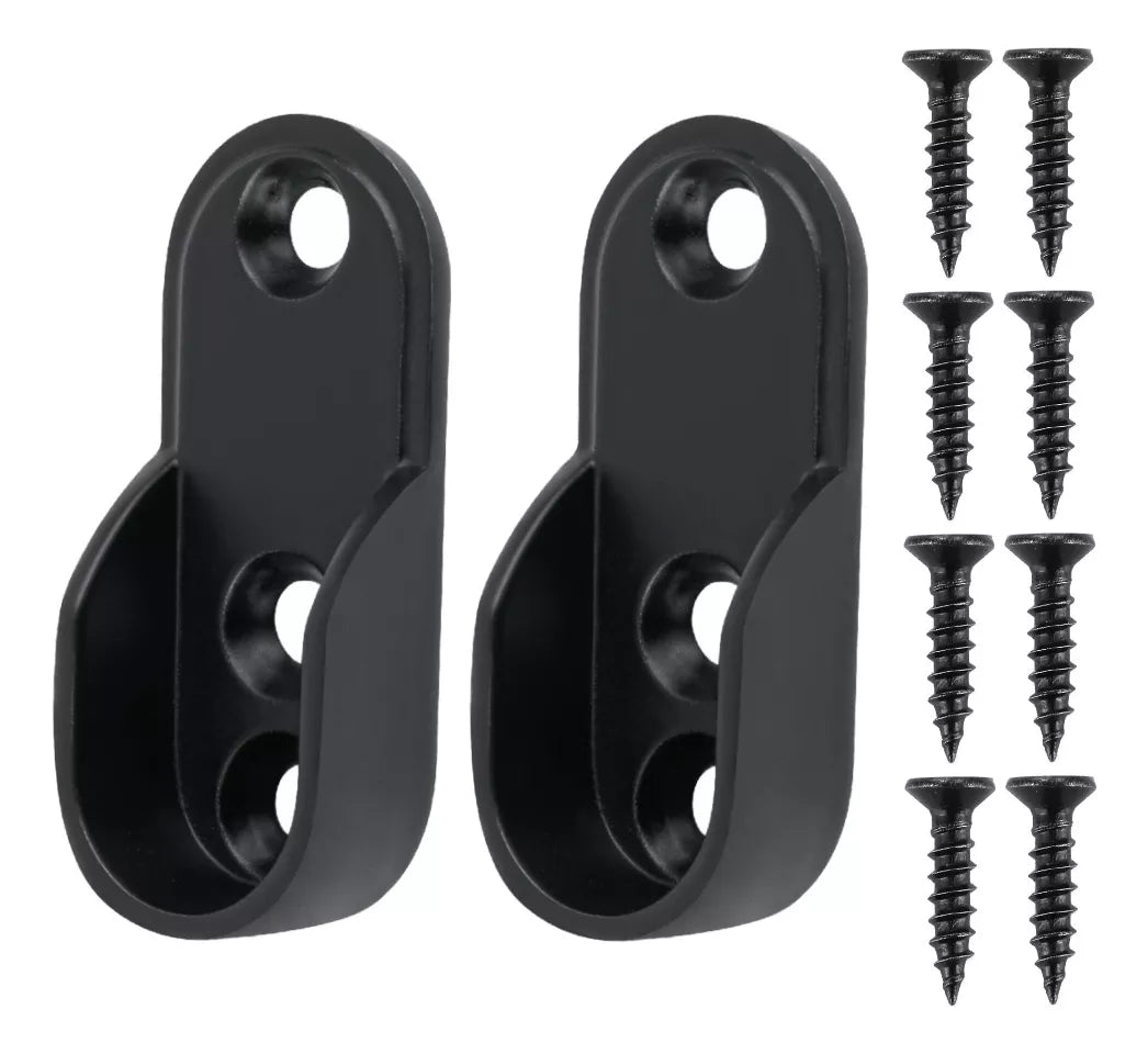 Brida Tubo Closet Ovalado Negro Mate Con Tornillos
