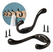 Gancho Perchero Italiano Colgador Doble Negro Mate Con Tornillos