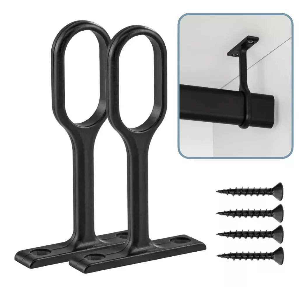 Soporte Central Negro Mate Tubo Ovalado Para Closet