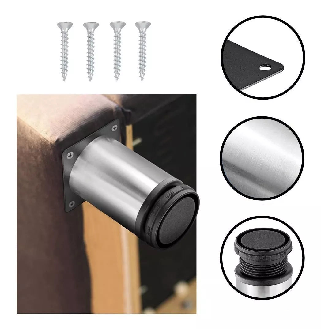 Pata Para Sofá y Muebles Regulable Redonda Acero Cromo 8-9 cm Con Tornillos