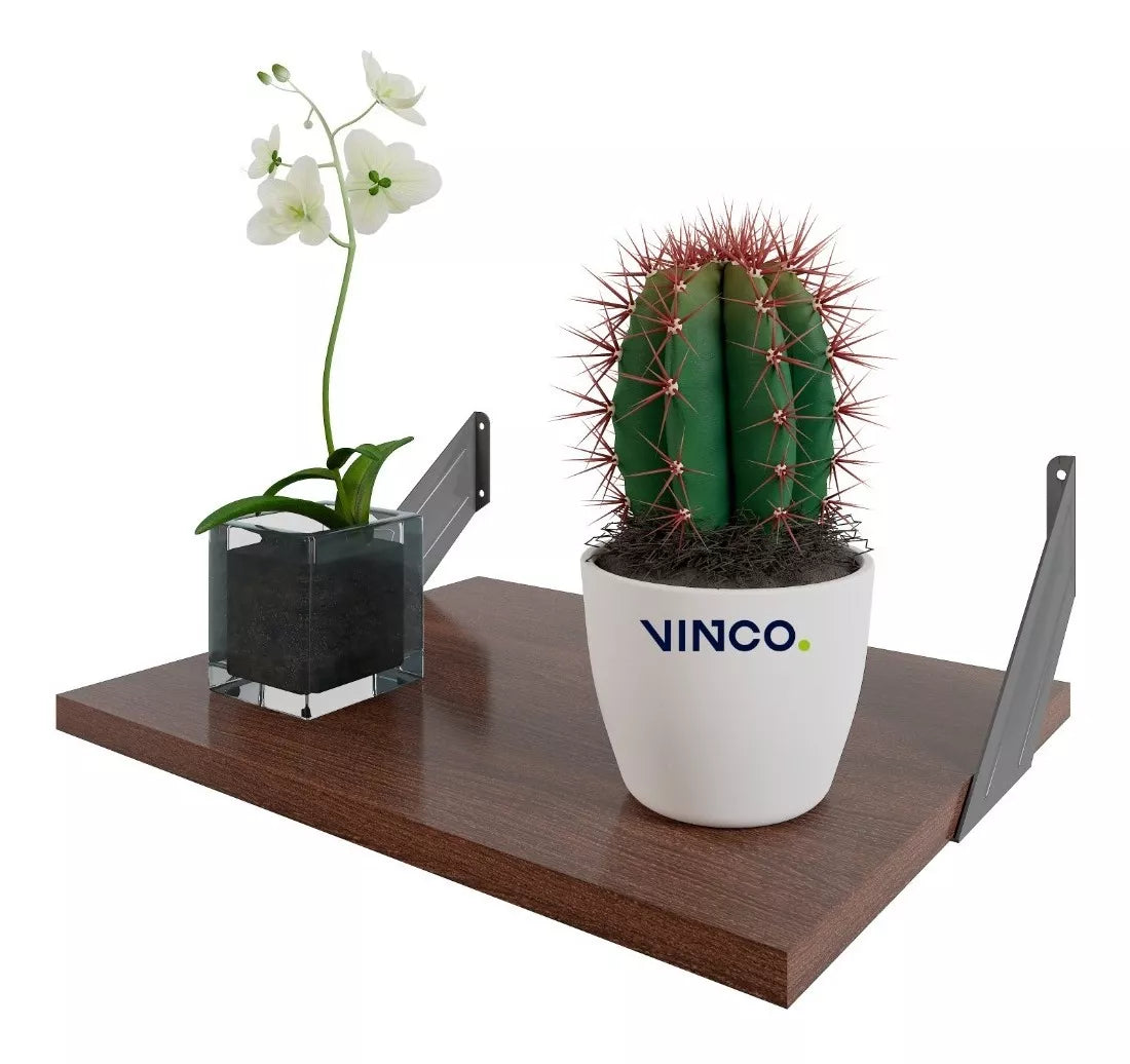 Repisa Estantería Melamina Wengue 40x30 cm Soporte Negro Minimalista Moderna