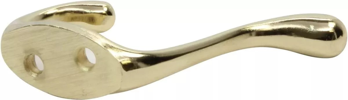 Gancho Perchero Italiano Colgador Doble Latón Brillante Con Tornillos