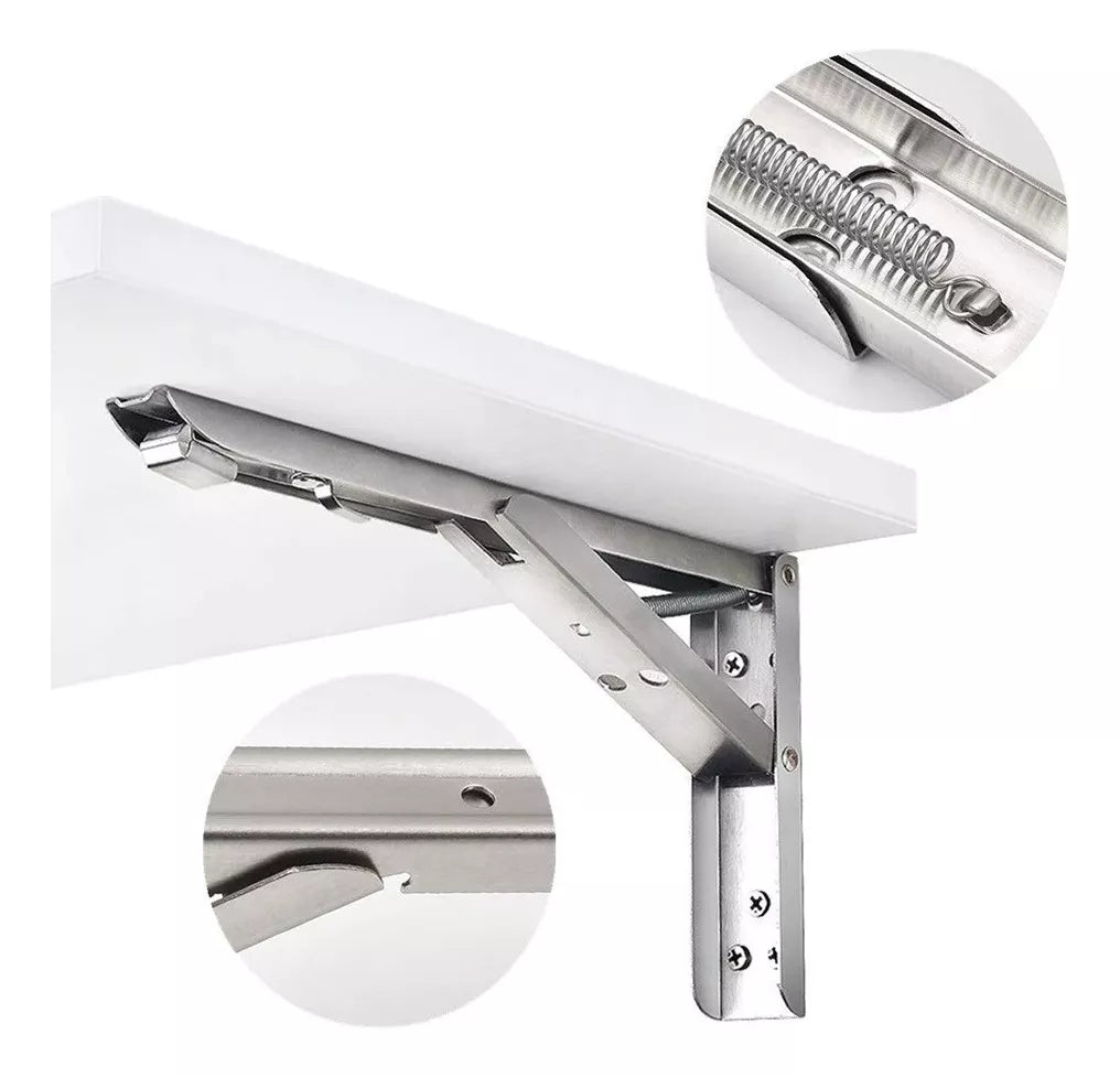 Soporte Abatible Slim Para Repisa Acero Inoxidable 30 cm