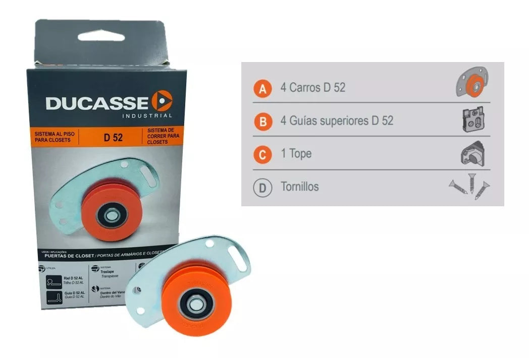 Sistema Corredizo Al Piso Para Puertas De Clóset D-52 Ducasse