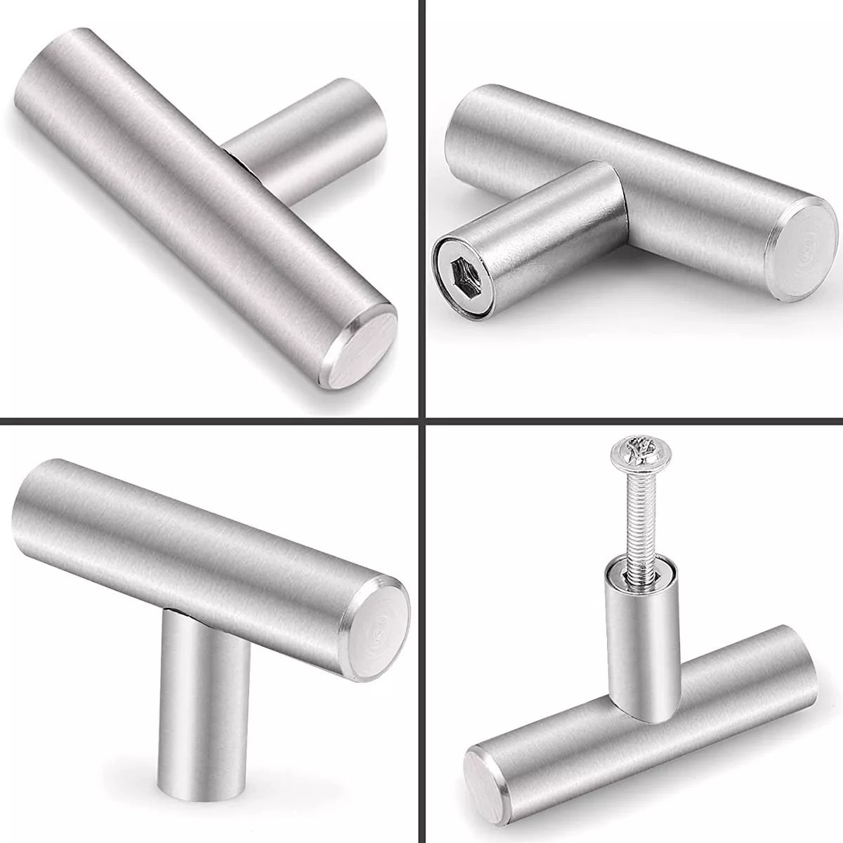 Jaladera Manija De Barra Hueca 4 cm Acero Inoxidable Con Tornillo