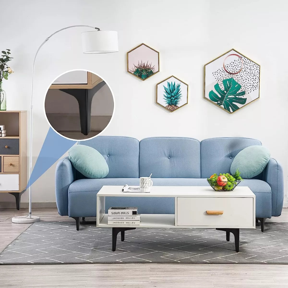 Pata Para Sofá y Muebles Metálica Triangular "Slim" Negro Mate