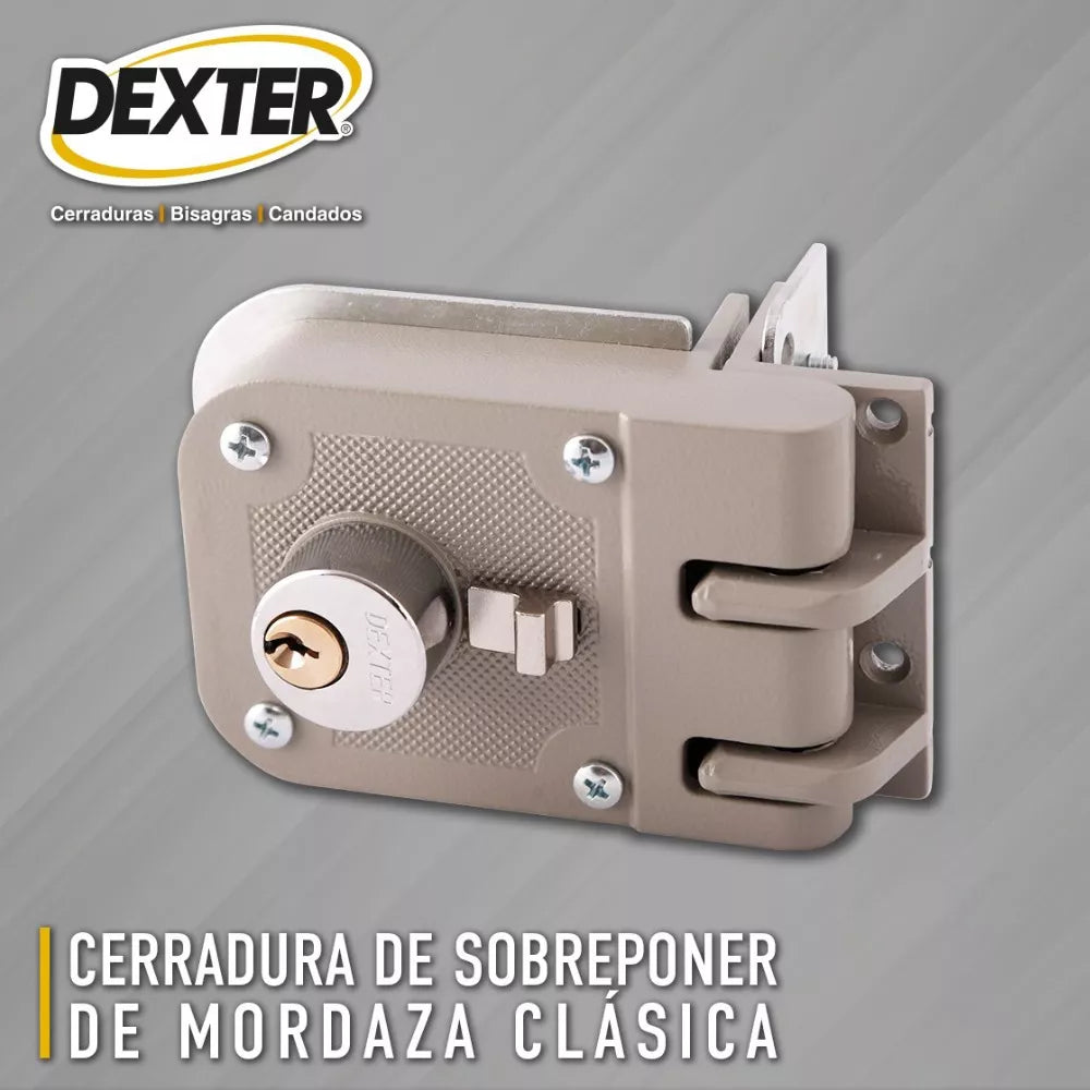 Cerradura Sobreponer Pre Armada Mordaza De Caja Gris Dexter