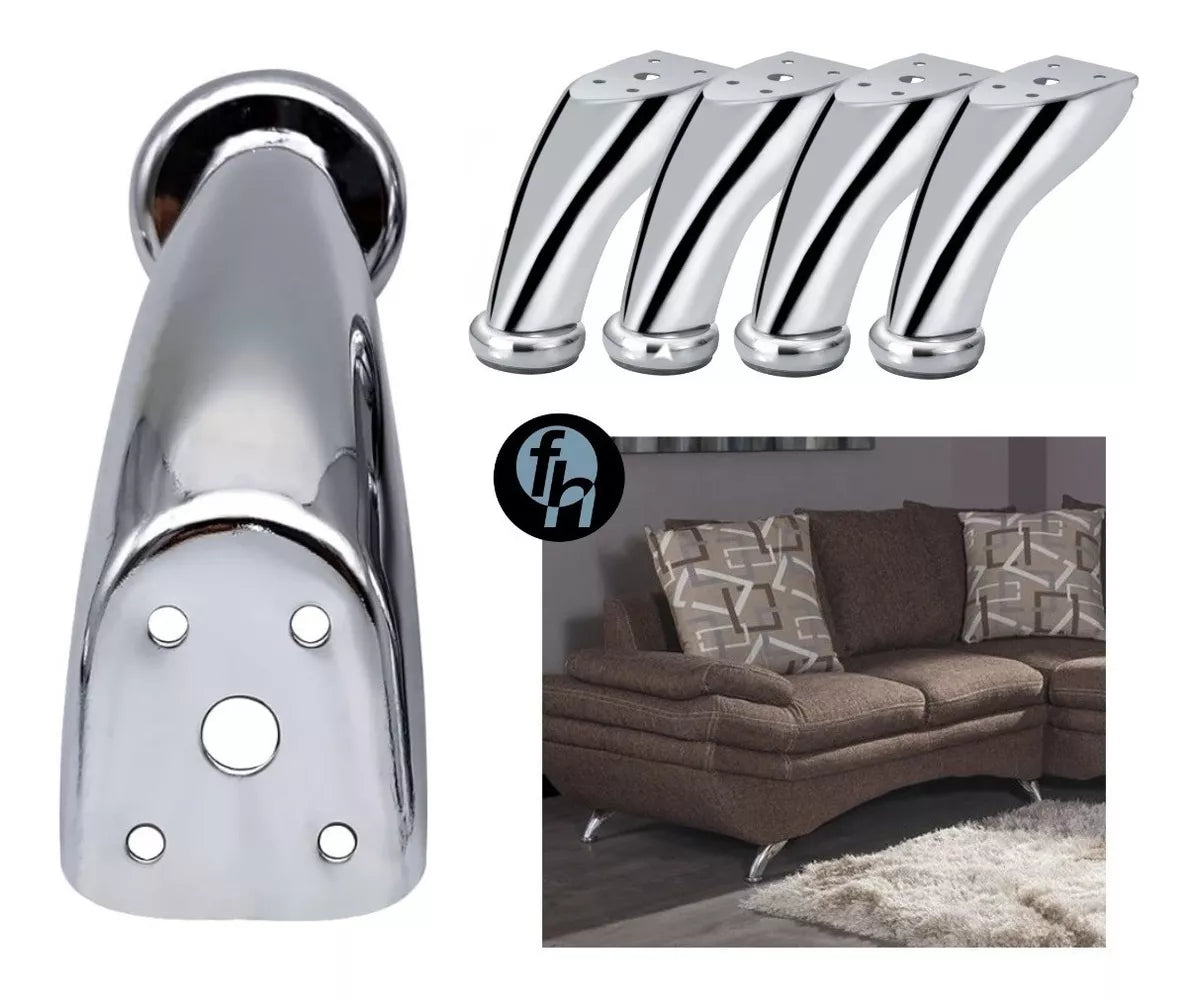 Pata Para Sofá y Muebles Curva 9 cm Acero Cromo Con Tornillos