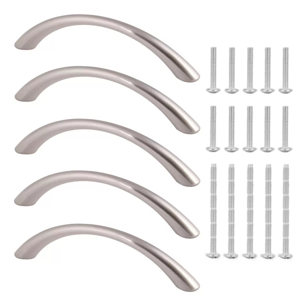 Jaladera Tipo Arco 96 mm Níquel Satinado JN-1429 Con Tornillos