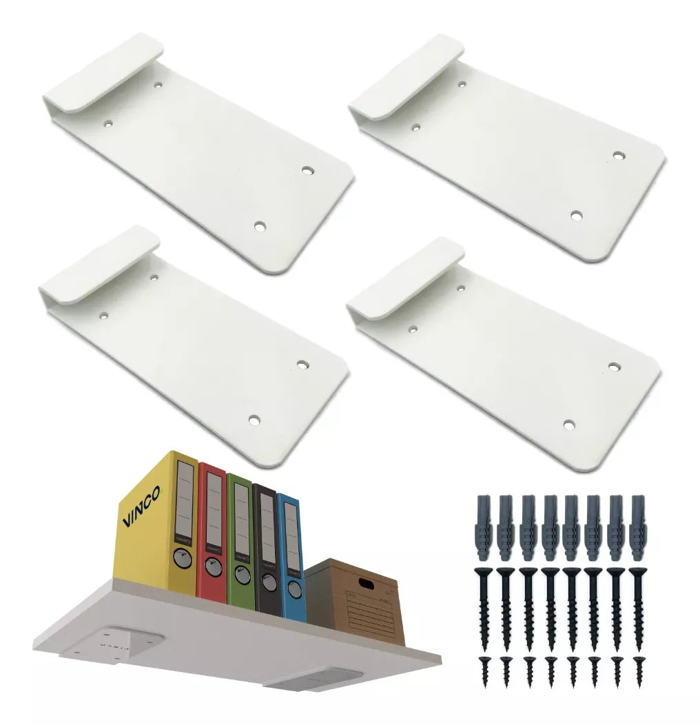 Soporte Oculto Blanco Mate Para Repisa Estante Flotante 2 Piezas