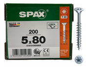 Tornillo Spax Madera 5x80 mm Cuerda Corrida 200 Piezas