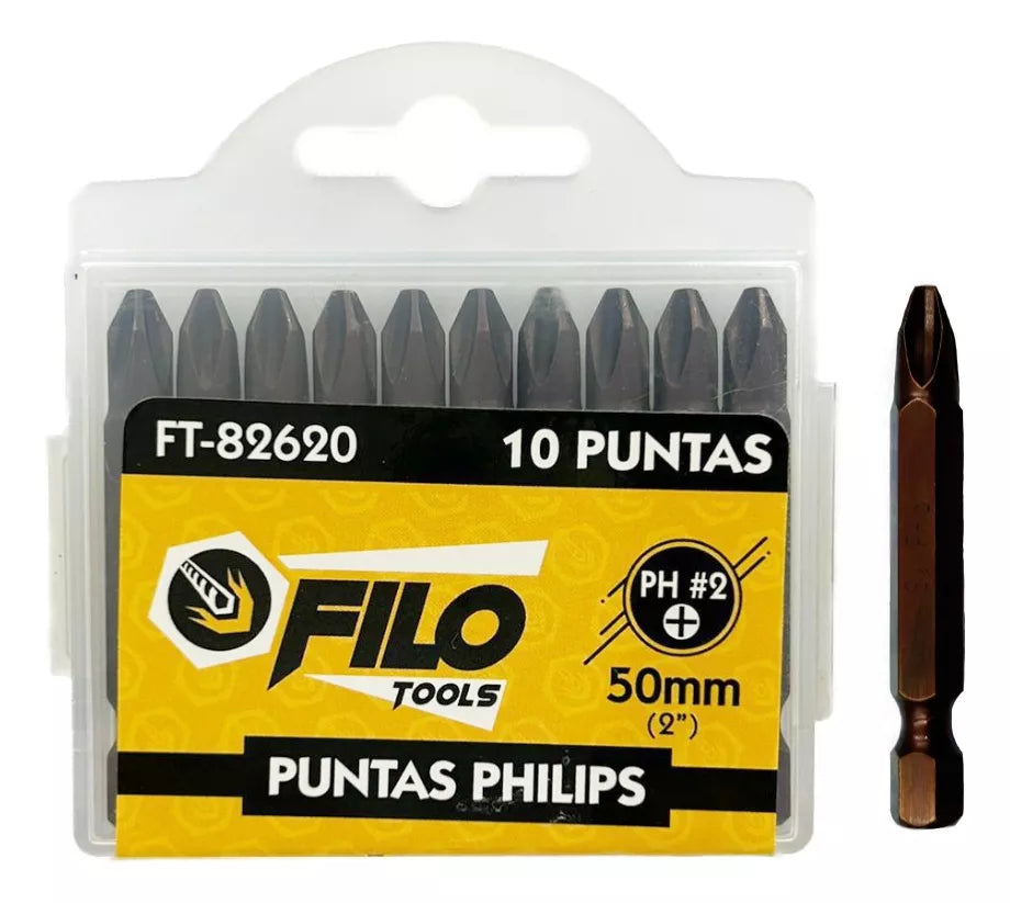 Puntas Tipo Phillips Cobre Ph2 Sencillas 2" 10 Piezas