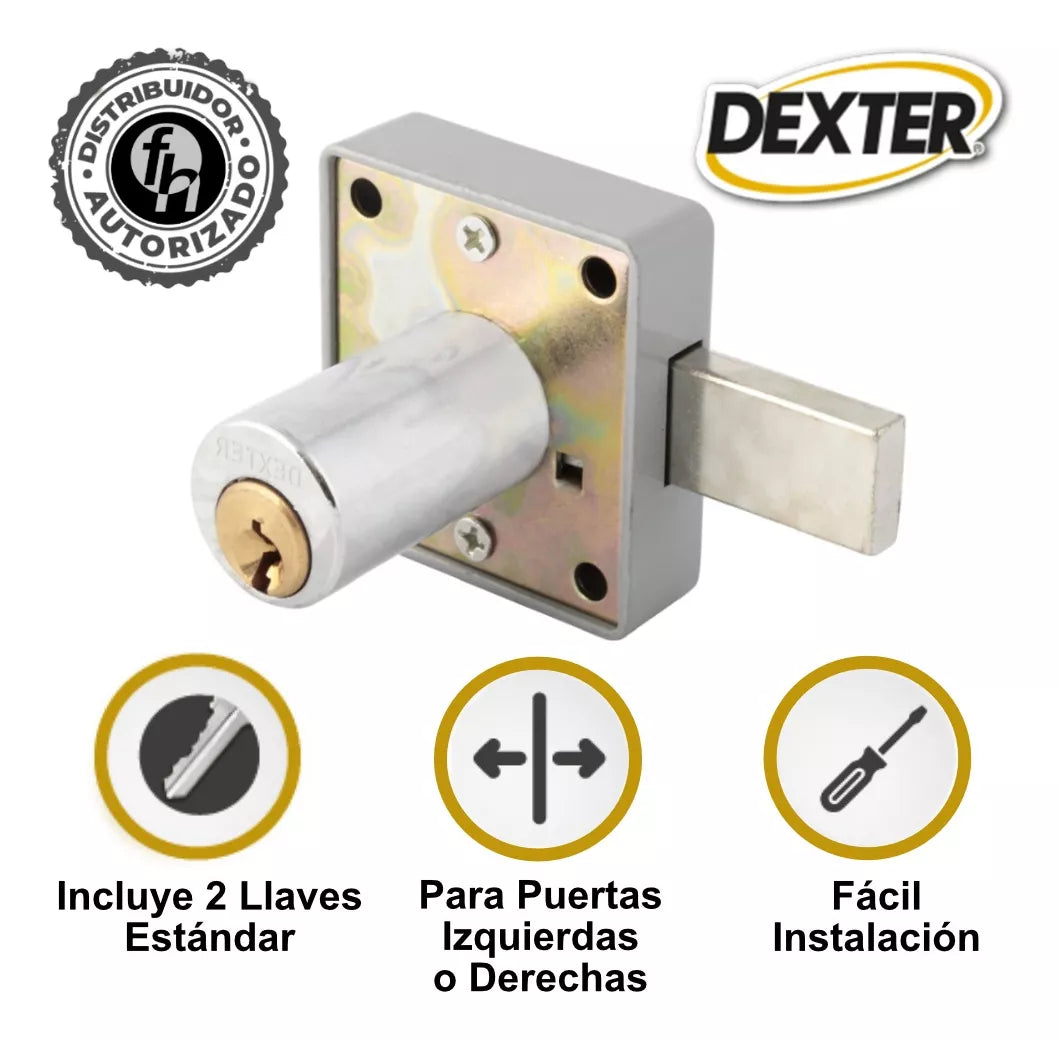 Cerradura Para Mueble 6495 Cañón Largo Cromo Dexter