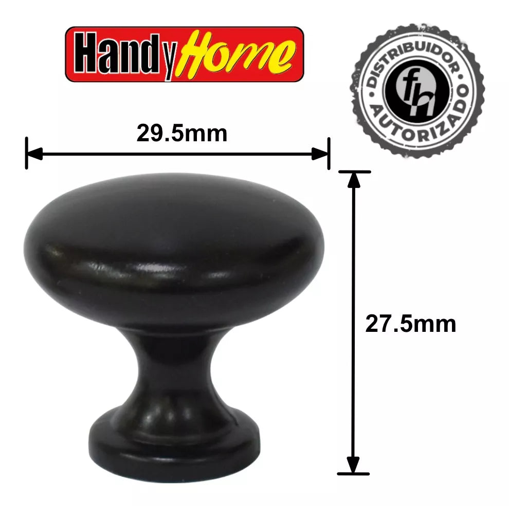 Jaladera De Botón Praga Negro Mate Handy Home