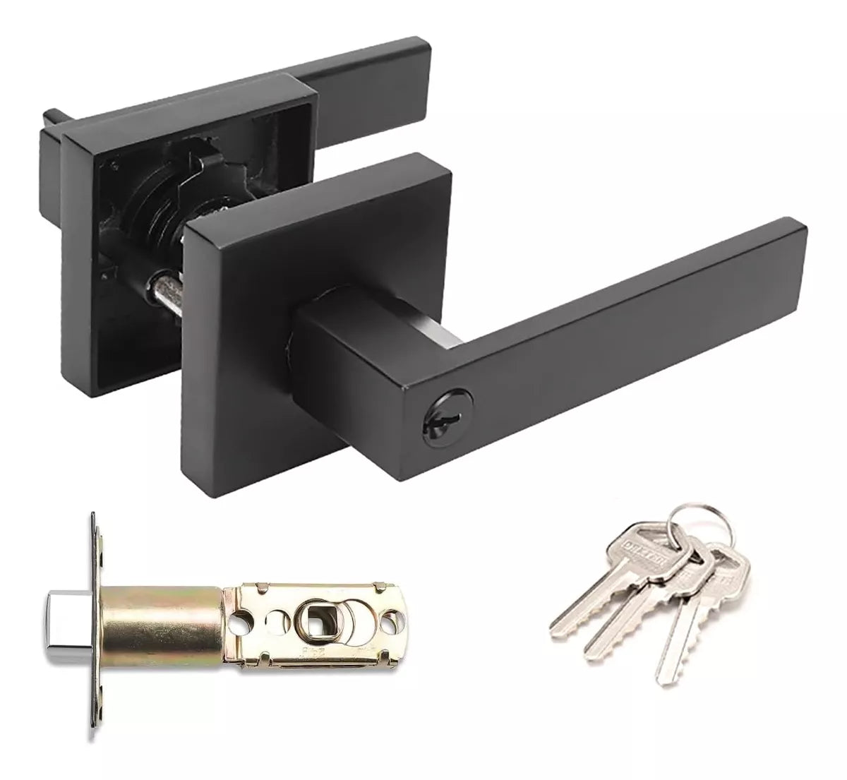 Cerradura Manija Cuadrada Puerta Recámara Negro Mate 65182 Dexter