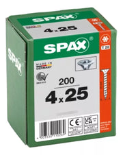 Tornillos Spax Madera 4x25 mm Cuerda Corrida