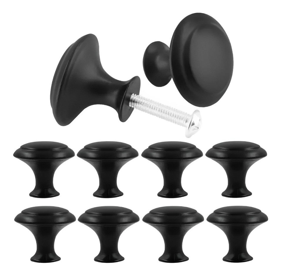 Jaladera De Botón Modelo "G" Negro Mate Con Tornillo