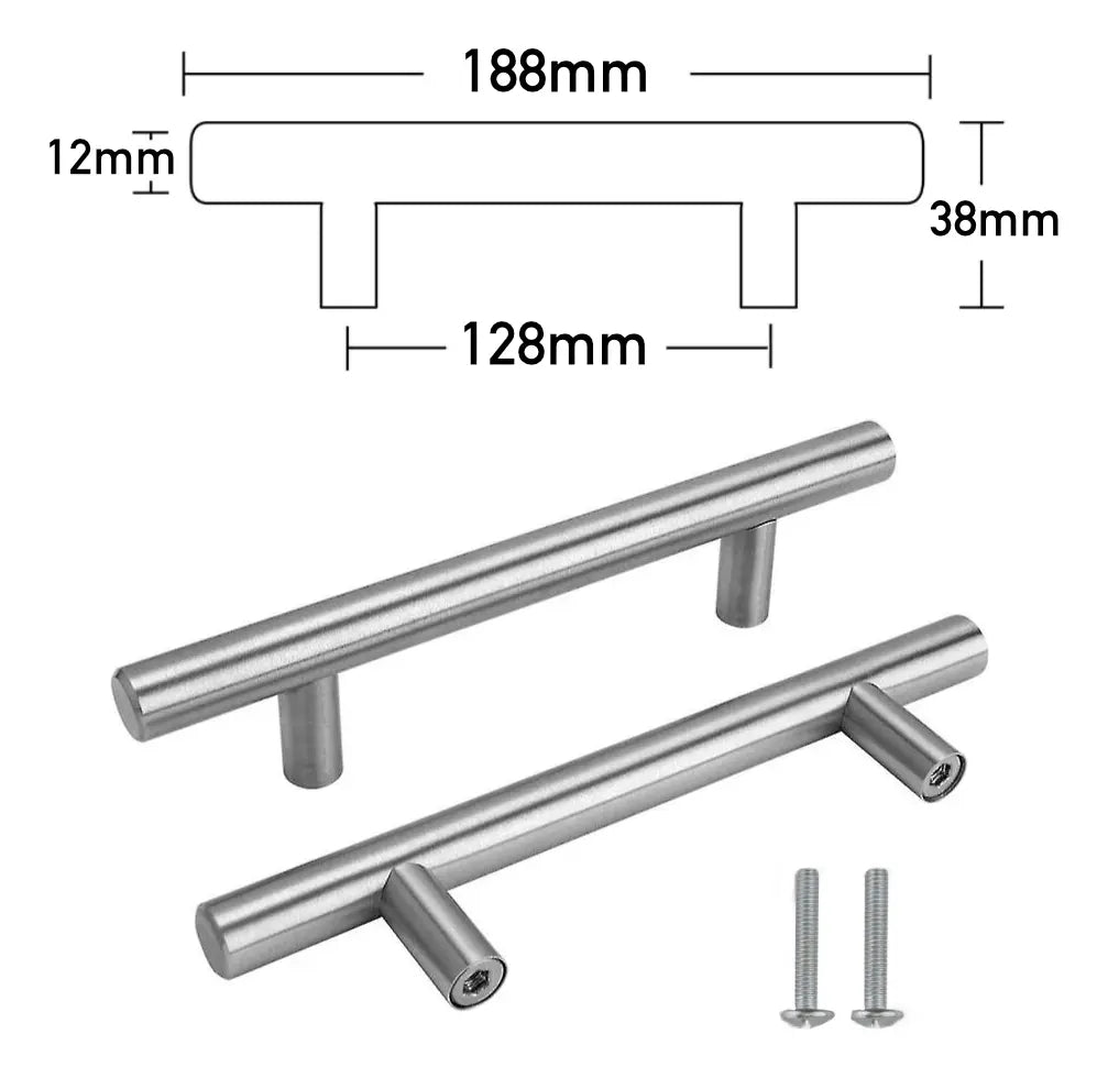 Jaladera Manija De Barra Hueca 18.8 cm Acero Inoxidable Con Tornillo