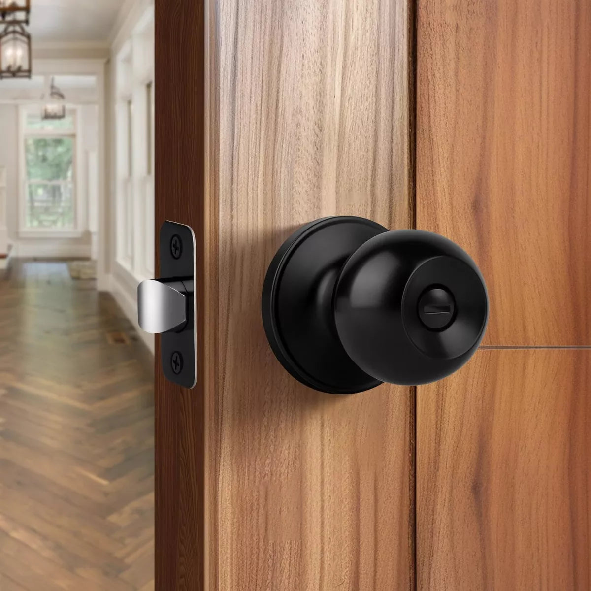 Cerradura Chapa De Perilla Baño Negro Mate Porter