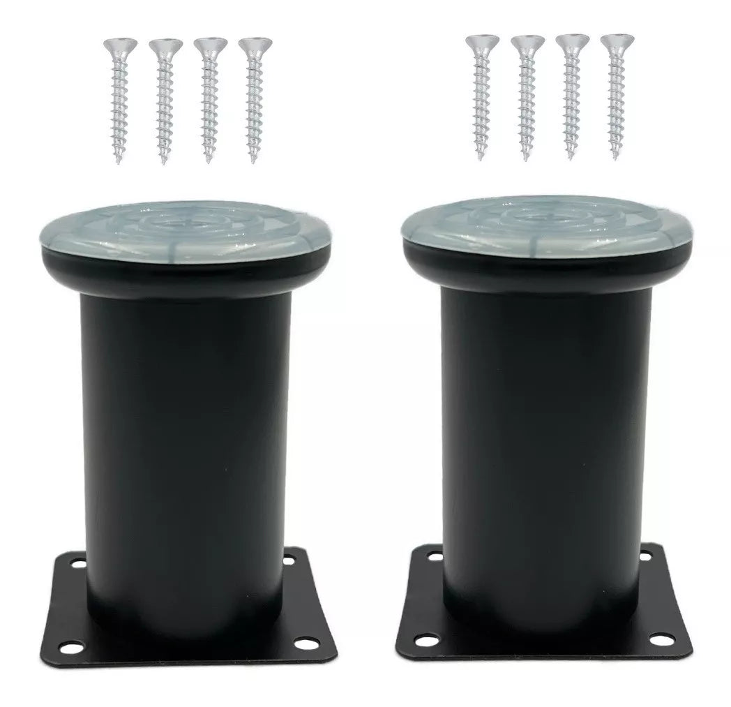 Pata Para Sofá y Muebles Redonda Acero Negro Mate 12 cm Con Tornillos