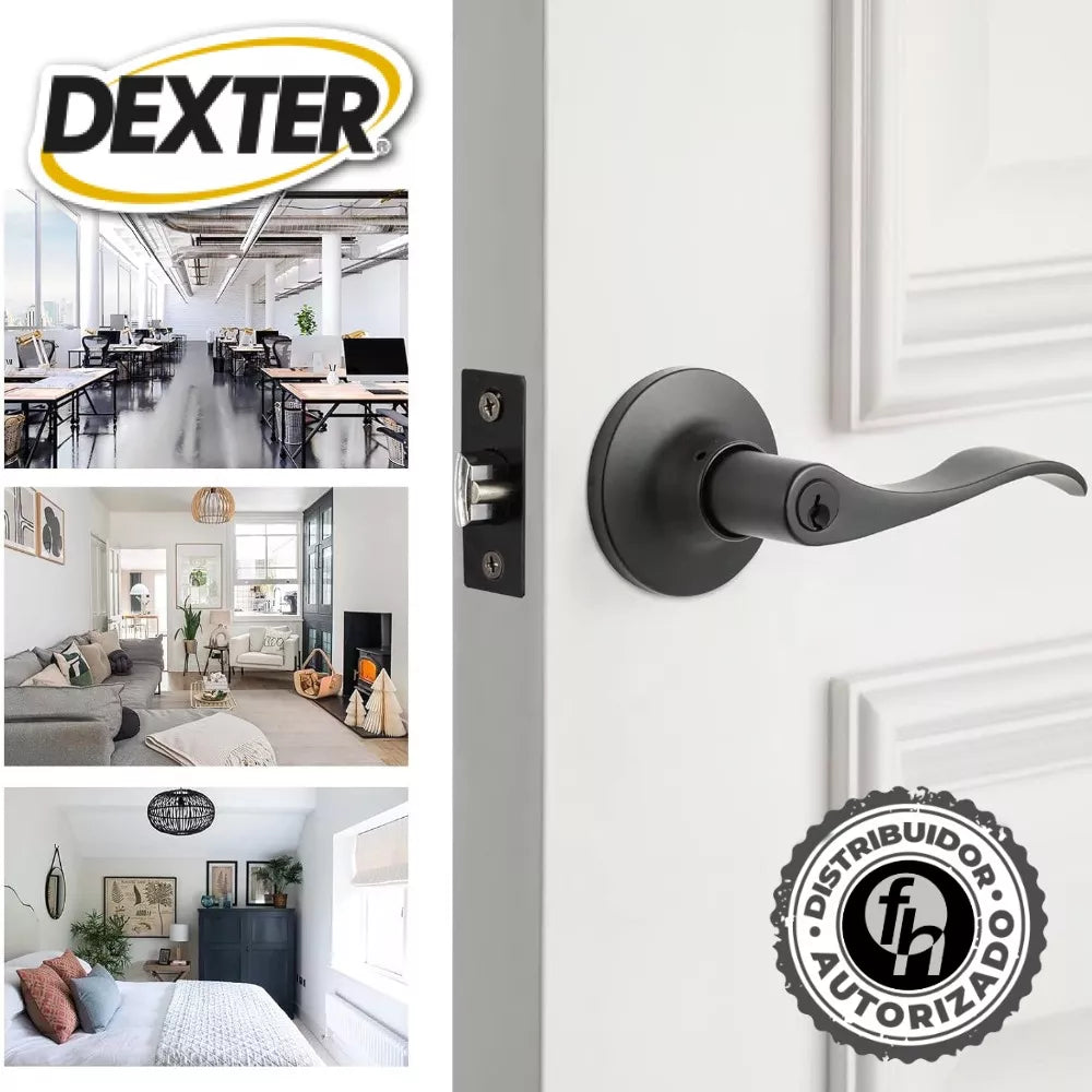 Cerradura Mercurio Negro Mate Puerta Recámara 5822 Dexter