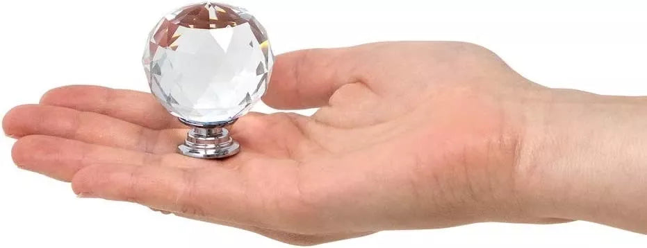 Perillas Jaladera De Cristal 30 mm Cromo Forma De Esfera