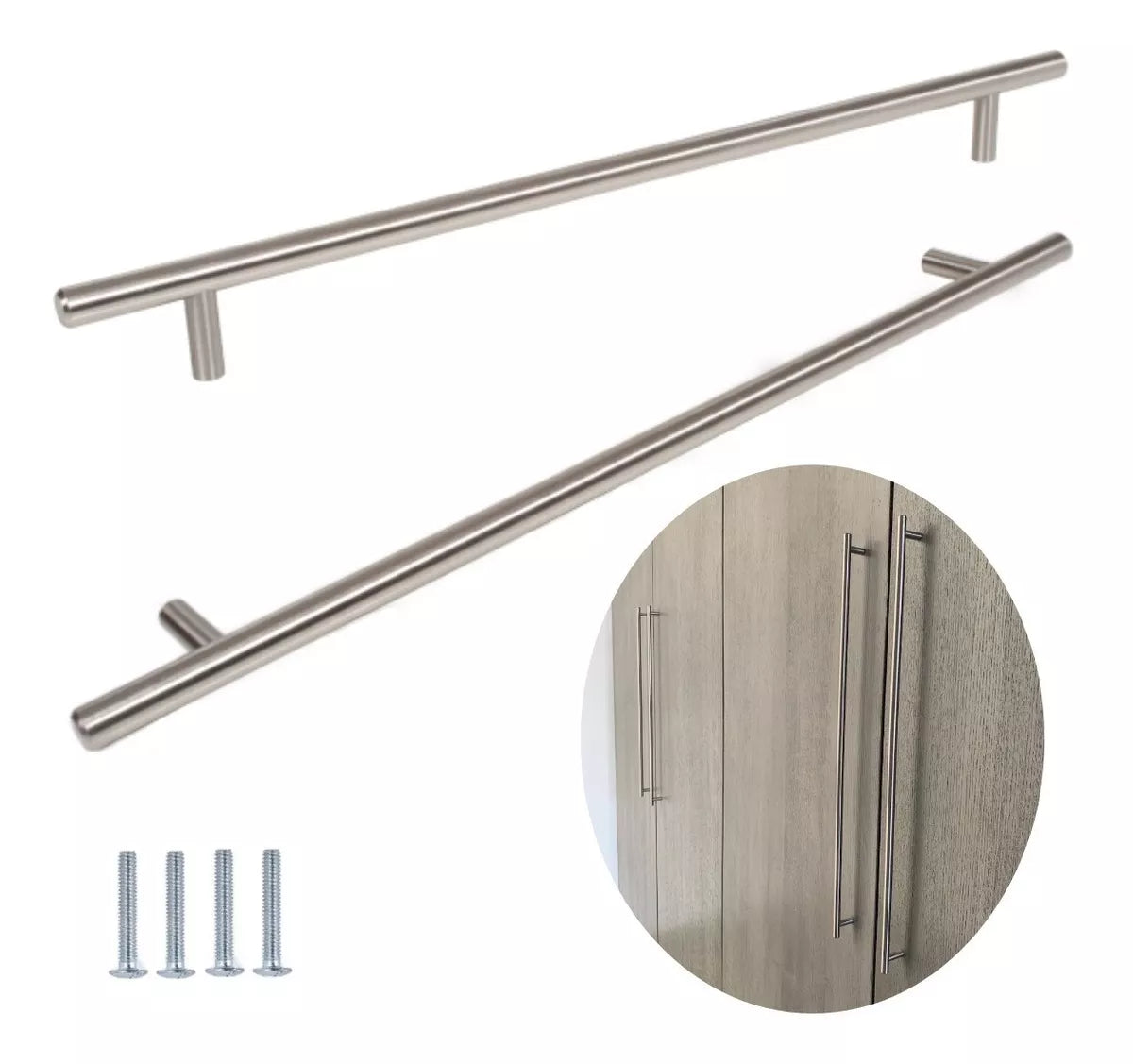 Jaladera Manija De Barra Hueca 59.2 cm Acero Inoxidable con tornillo