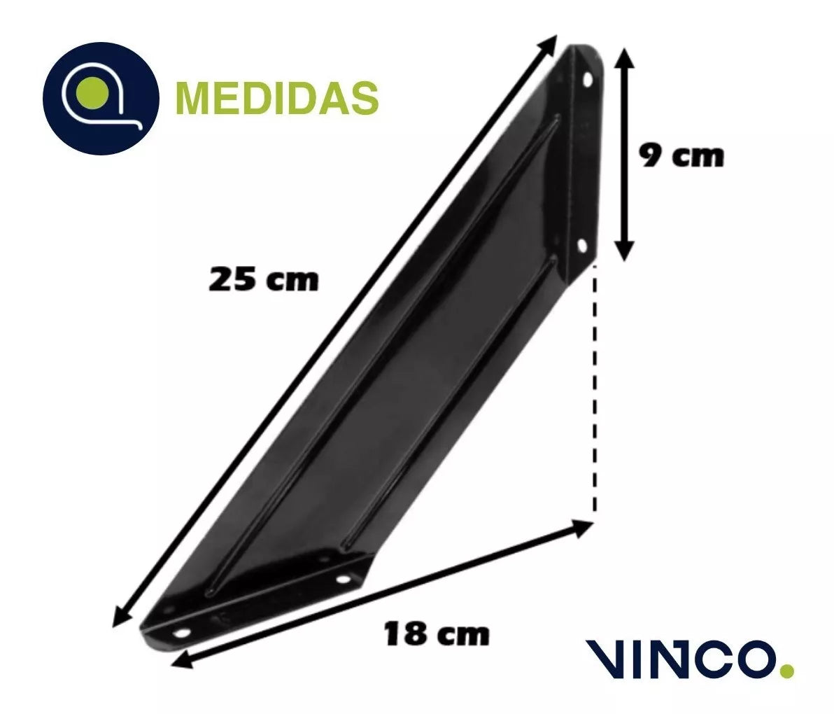 Ménsula Lateral Negra 7 Pulgadas Soporte Repisas Grande 55 kg