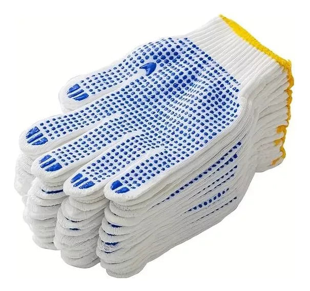 Guantes De Trabajo Tela Con Puntos Antideslizantes Azul