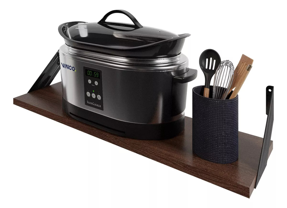 Repisa Estantería Melamina Wengue 60x20 cm Soporte Negro Minimalista Moderna