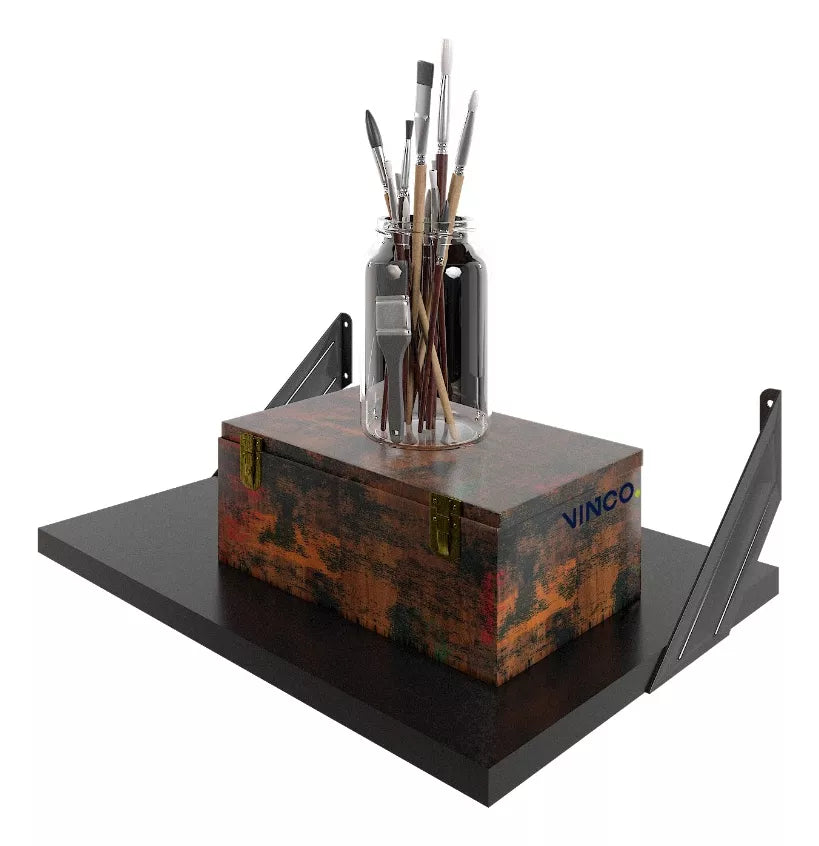 Repisa Estantería Melamina Negro 40x30 cm Soporte Negro Minimalista Moderna