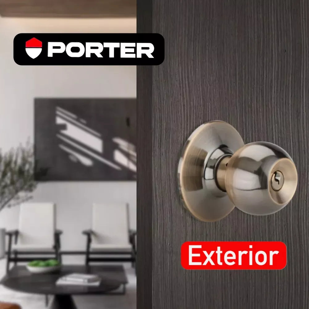 Cerradura Chapa De Perilla Recámara Latón Antiguo Porter