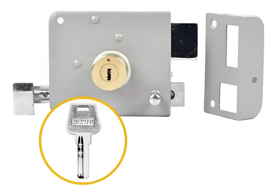 Cerradura Sobreponer Pre Armada Llave Puntos Dexter Gris