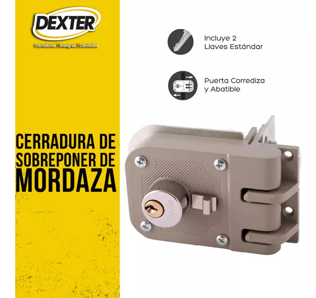 Cerradura Sobreponer Pre Armada Mordaza De Caja Gris Dexter