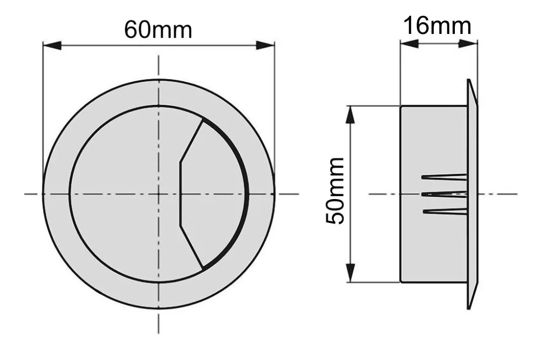 Pasacables Diámetro 50 mm Plateado Organizador de Cables Escritorio